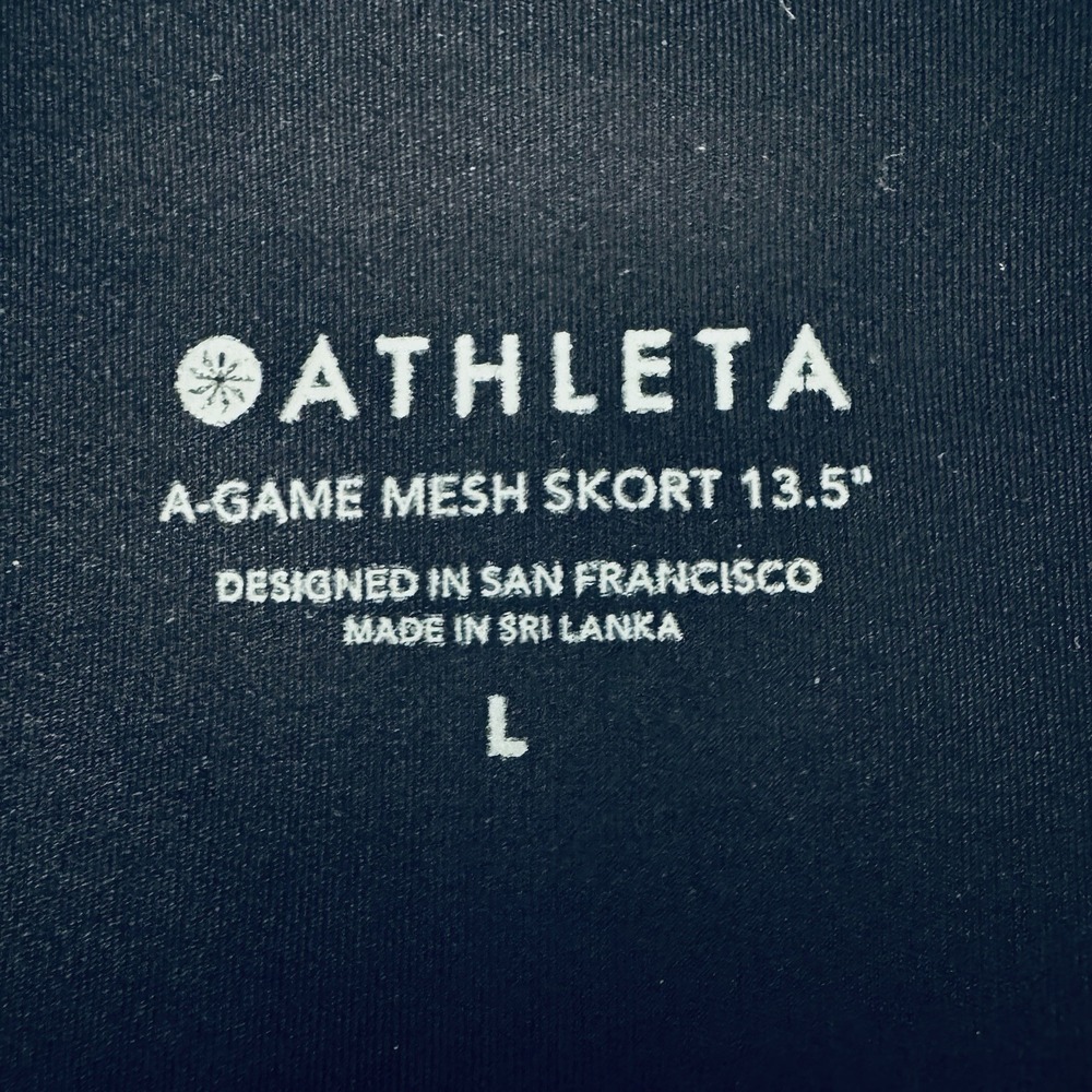 Athleta A Game Built In Pleated Mesh Skort Womens LG Black 13.5" Tennis Workout - Picture 6 of 8